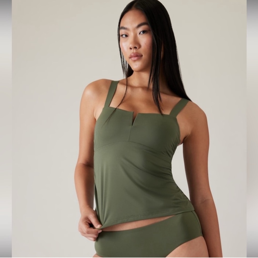 Athleta Green Square Neck Tankini Swimsuit